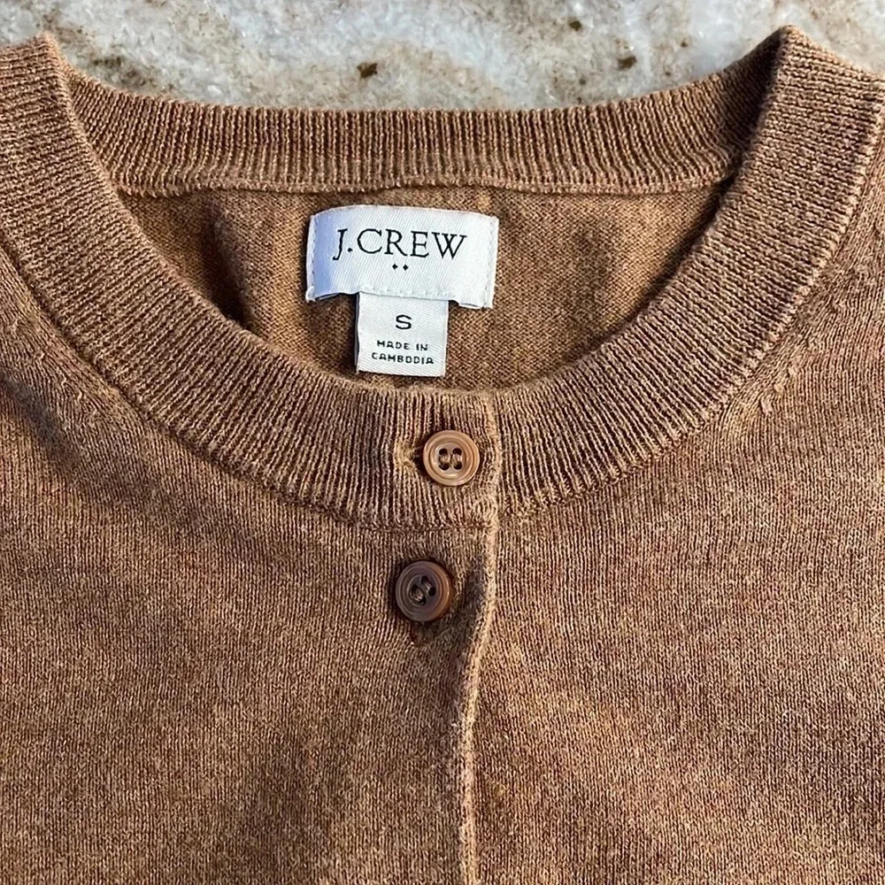 J Crew (Fall 2020 )Classic cotton cardigan sweater in Heathered Mushroom E5957